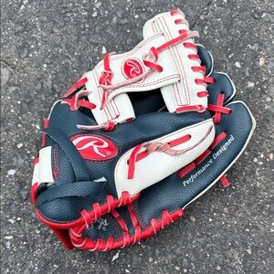 Rawlings Kids Baseball Glove in Navy, White & Red
